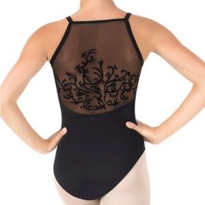 Women’s Vine Flocked Mesh Back Camisole Leotard